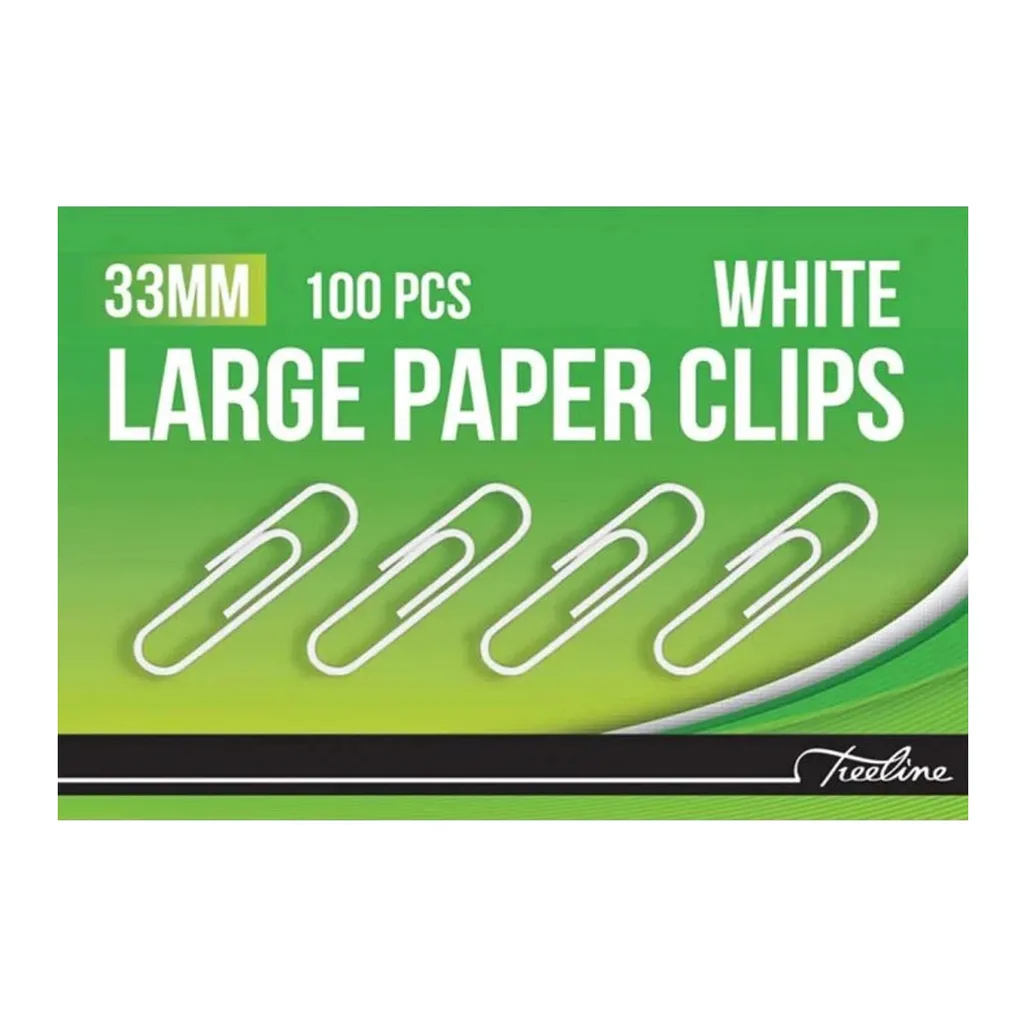 paperclips - 33mm - white - 100 pack