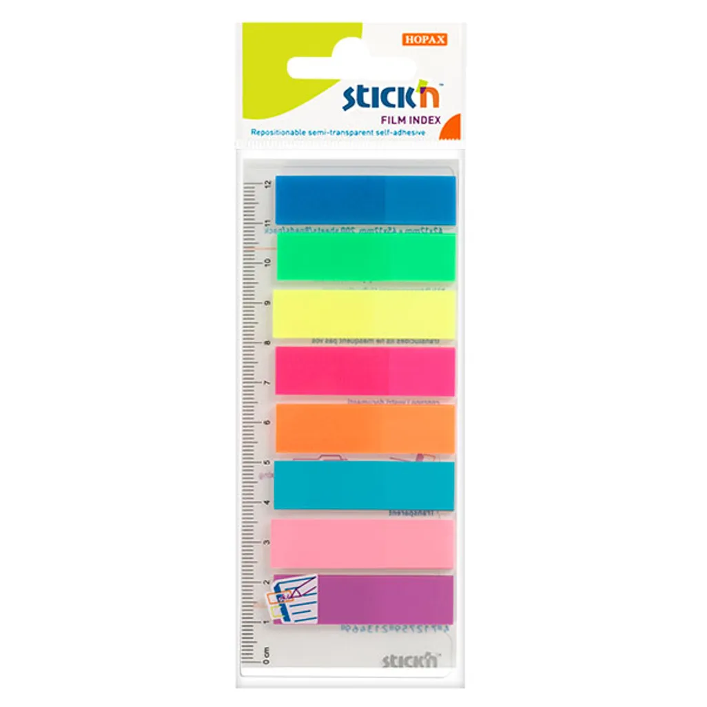 film index tabs - strips - assorted - 8 pack