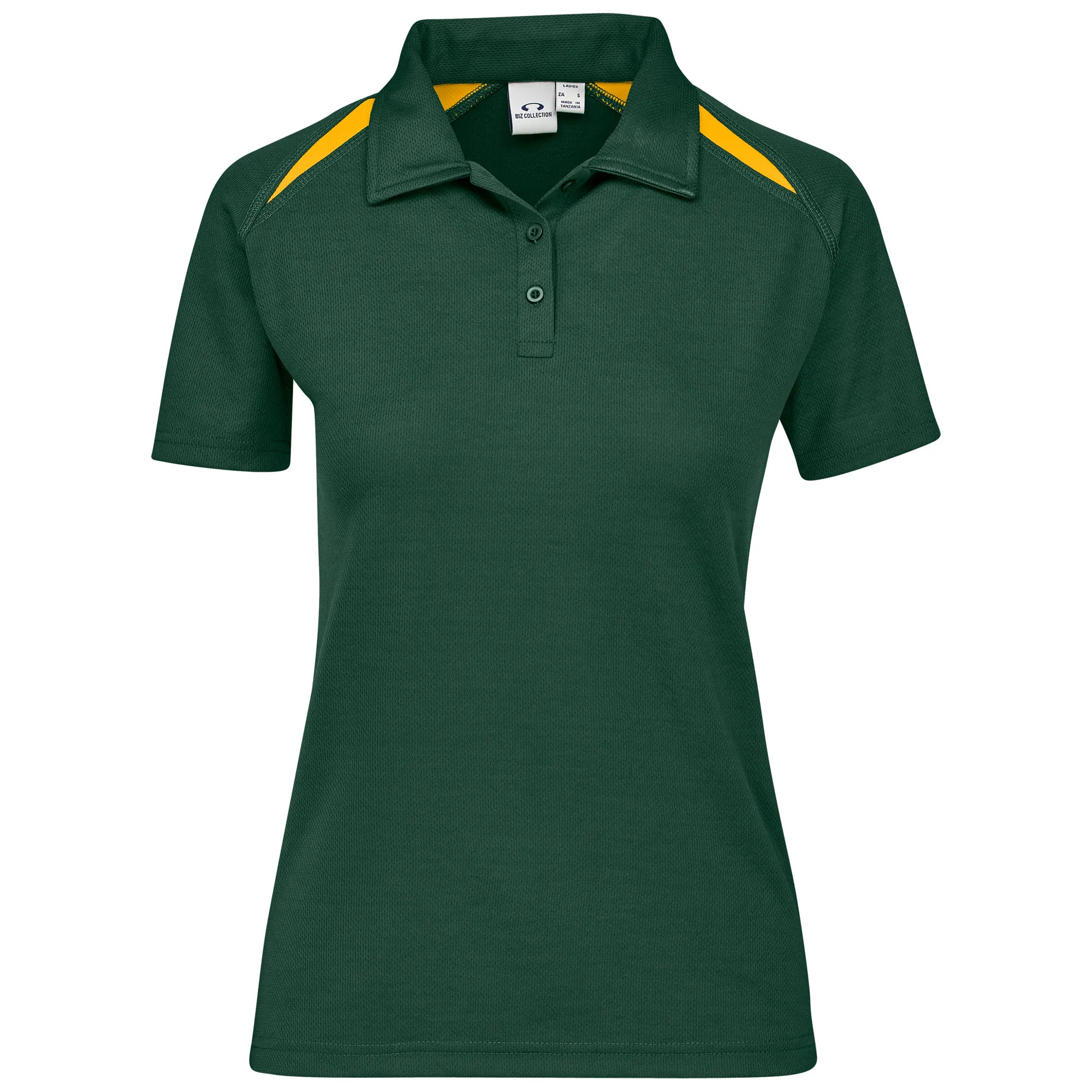 ladies splice golf shirt green gold Promobasket Zambia