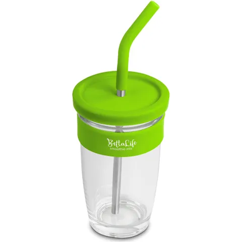 Kooshty Slurp Glass Kup & Straw - 480ML - Lime