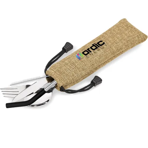 Kooshty Safari Cutlery & Straw Set - Black