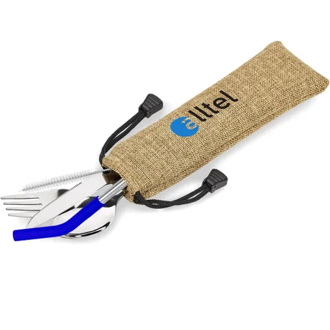 Kooshty Safari Cutlery & Straw Set - Blue