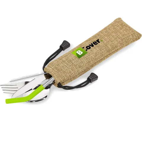 Kooshty Safari Cutlery & Straw Set - Lime