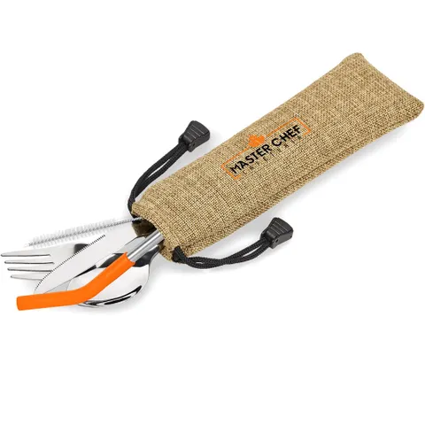 Kooshty Safari Cutlery & Straw Set - Orange