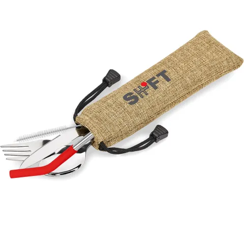 Kooshty Safari Cutlery & Straw Set - Red