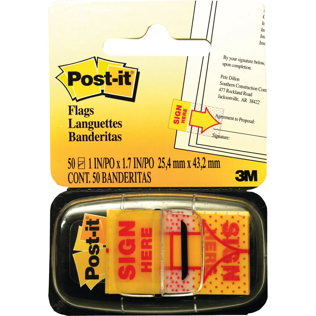 post-it printed sign here flags - 25.4 x 43.6mm