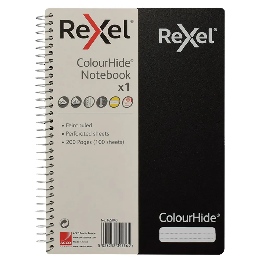 colourhide notebooks - a5 200 page - black
