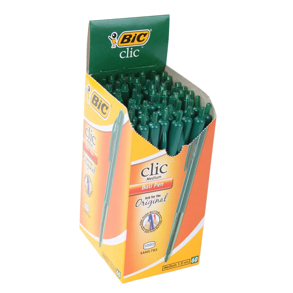 clic retractable ballpoint pen - 1.0mm - green