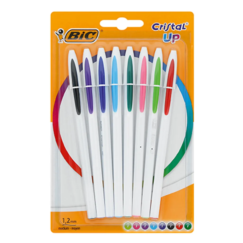 cristal-up ballpoint pens - 1.2mm - assorted - 8 pack