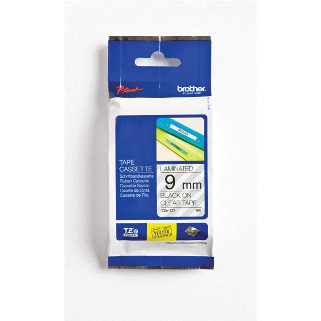 laminated tze tapes - 9mm x 8m - black on clear