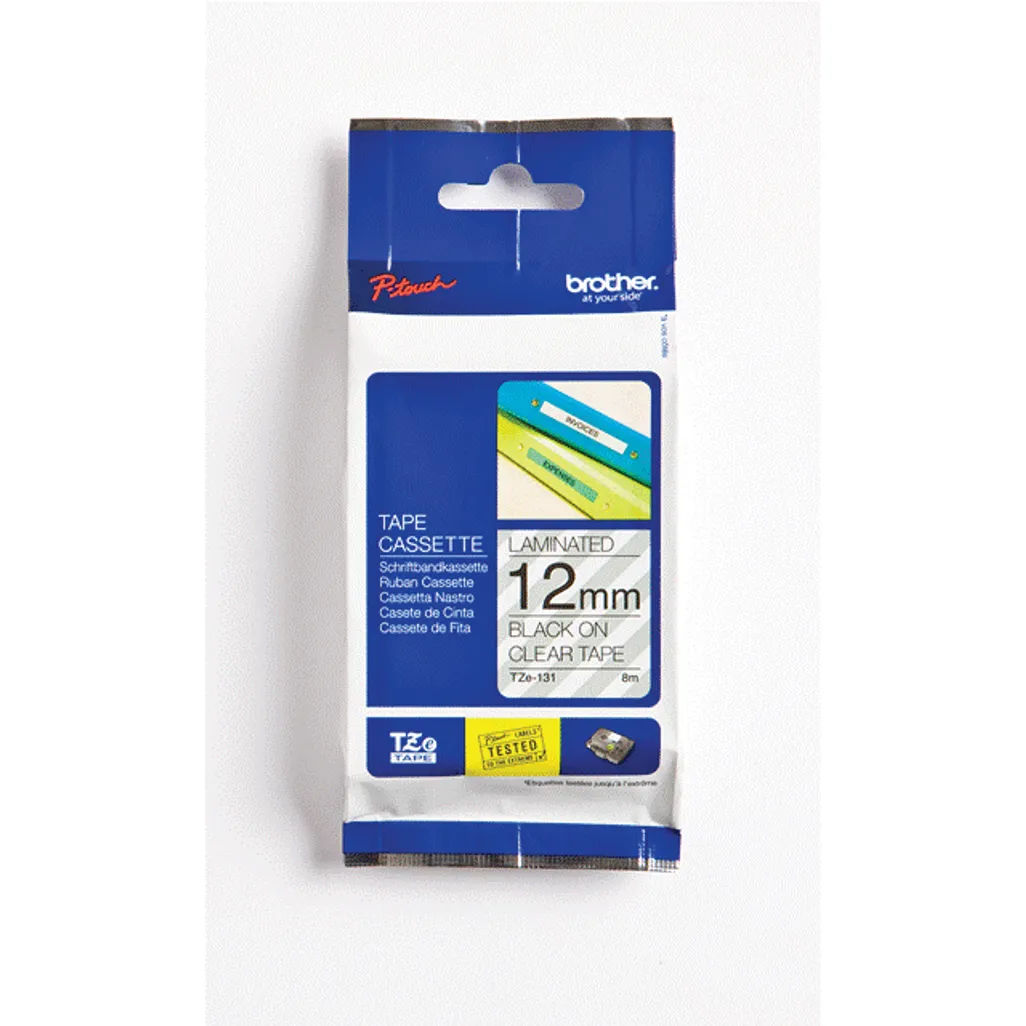 laminated tze tapes - 12mm x 8m - black on clear