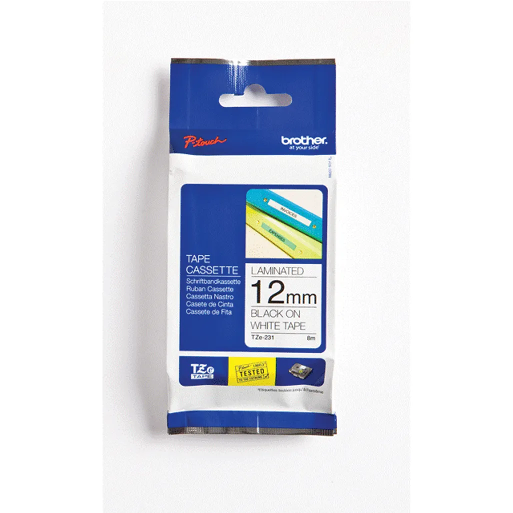 laminated tze tapes - 12mm x 8m - black on white