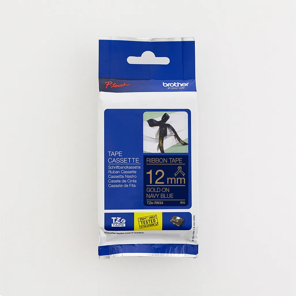 ribbon tze tapes - 12mm x 4m - gold on navy