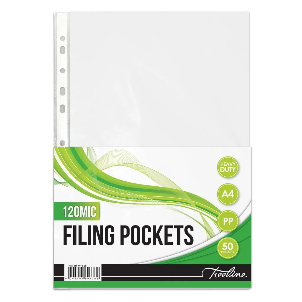 a4 filing pockets - 120mic - 50 pack