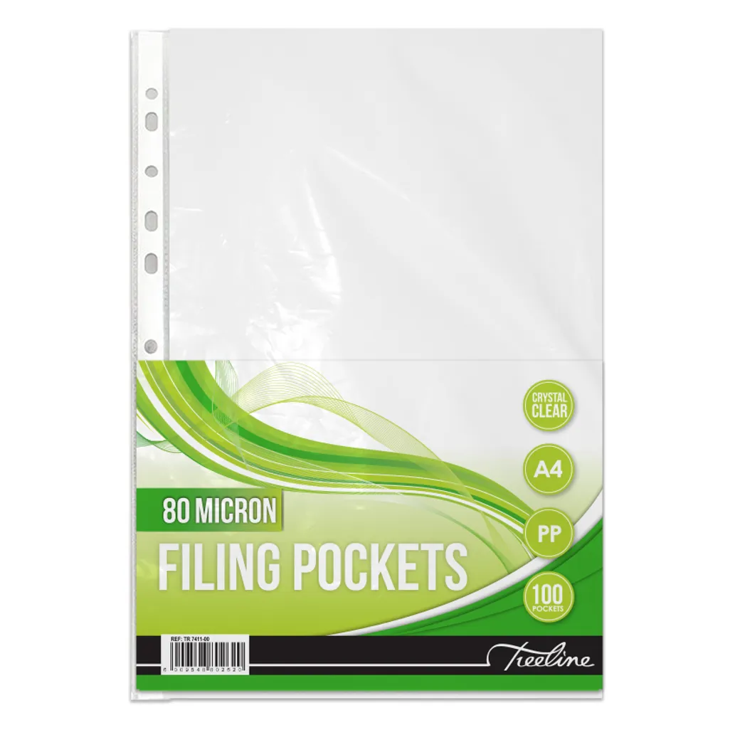a4 filing pockets - 80mic - 100 pack