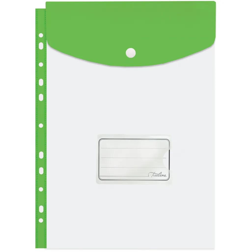a4 top load filing pockets - 180mic - lime green