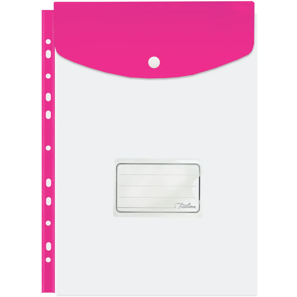 a4 top load filing pockets - 180mic - hot pink