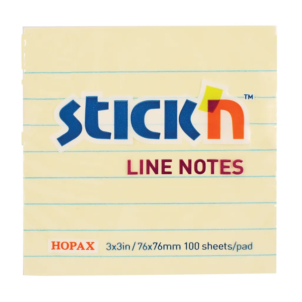 lined note pads - 76mm x 76mm - yellow