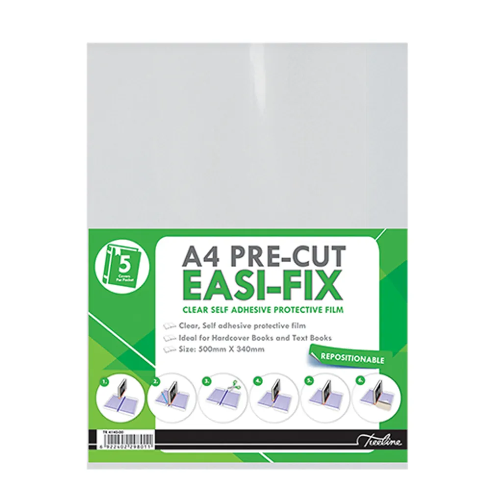 easifix pre cut covers - a4 - clear - 5 pack