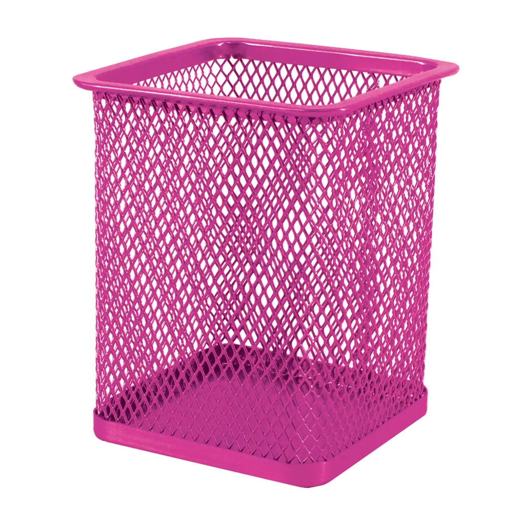 mesh square pen holder - 105mm x 75mm - pink