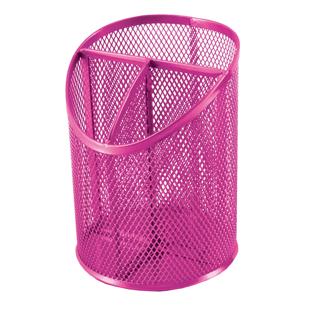 mesh round pen holder - 145mm x 105mm - pink