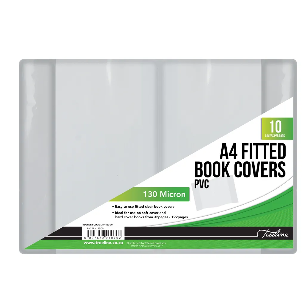 book covers - a4 fitted 130 micron - clear - 10 pack