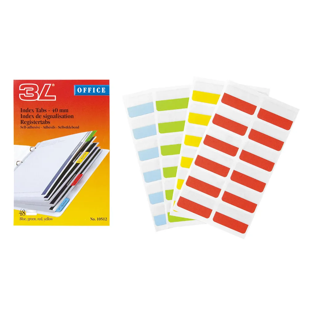 index tabs - assorted - 48 pack