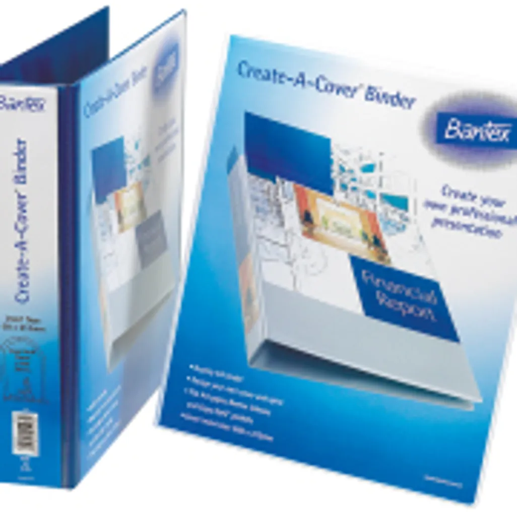 a4 pvc create-a-cover presentation binders - 70mm lever arch - blue