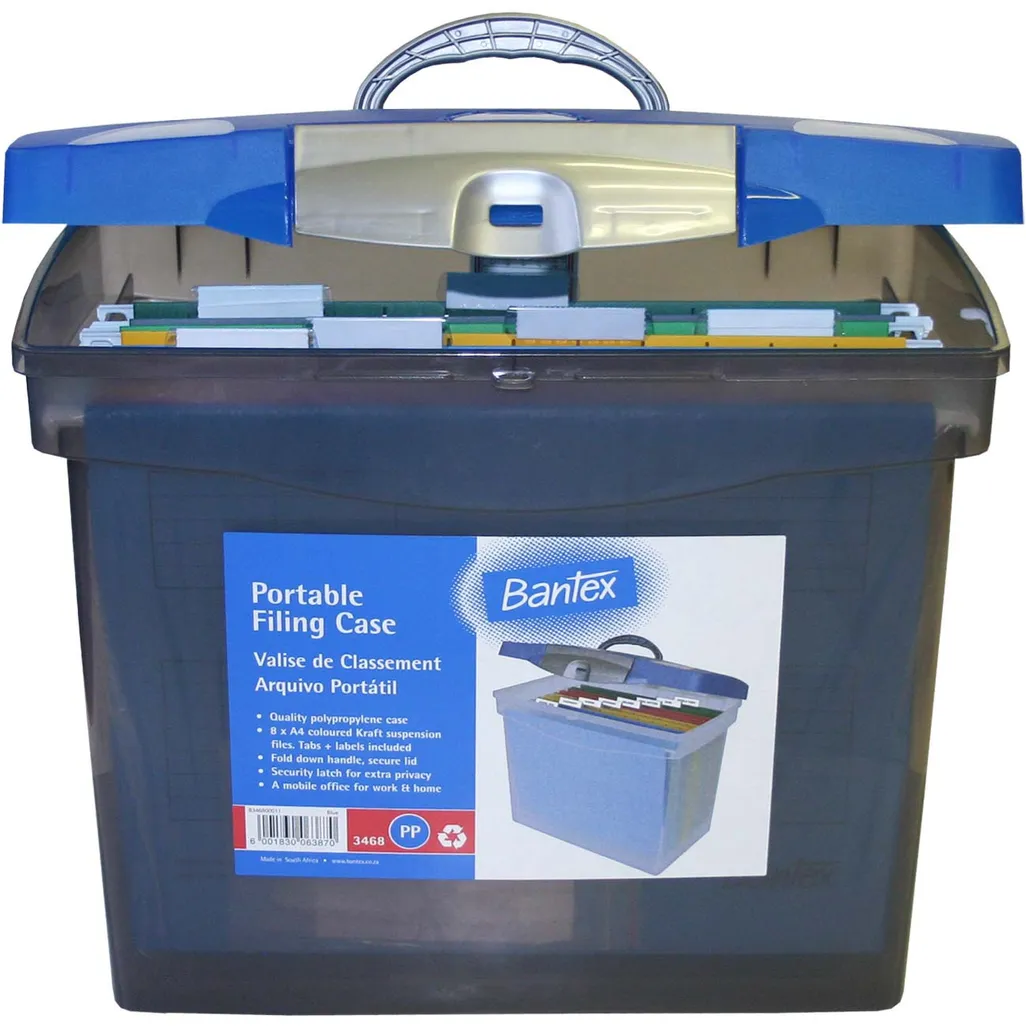 portable filing case - filing case - blue