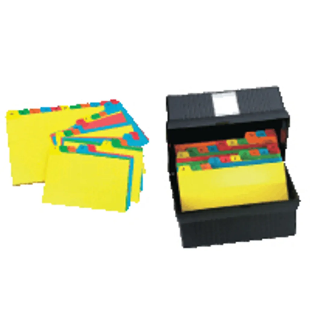 card file box & indices - a6 az indices - assorted