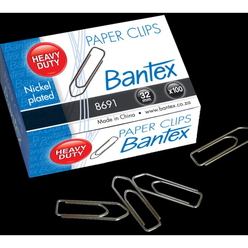 paper clips - nickel 32mm - 100 pack