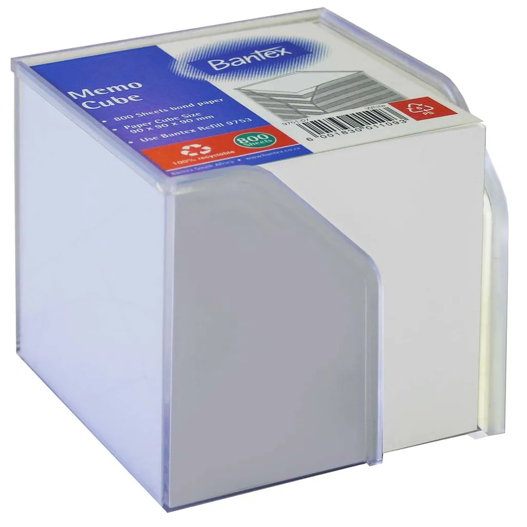 full memo cube & refills - cube with white sheets - white