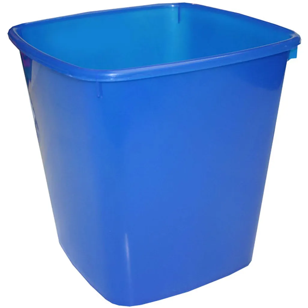 square polypropylene waste paper bins - 20l - blue