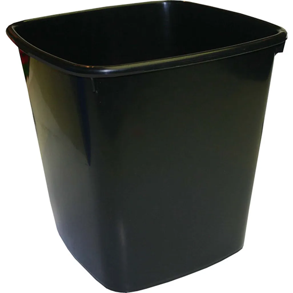 square polypropylene waste paper bins - 20l - black