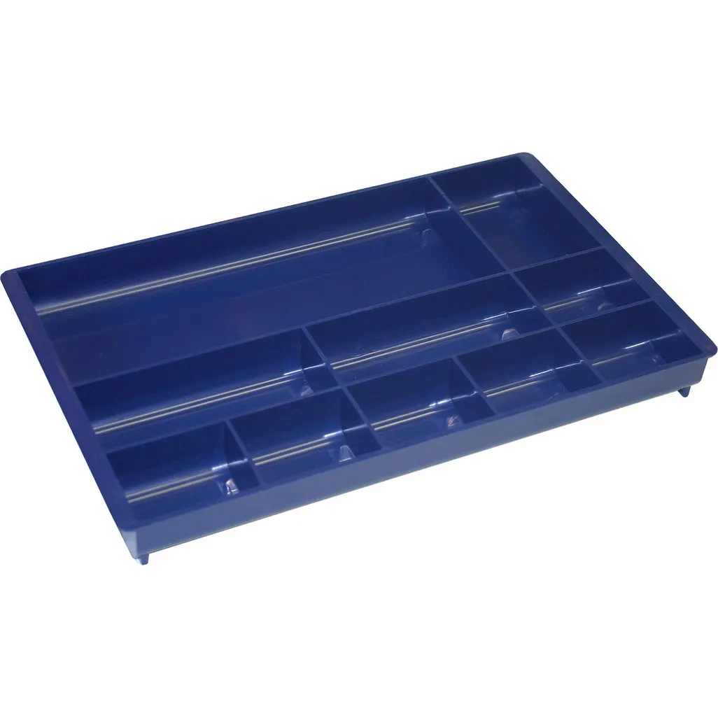 desk drawer organisers - 10 division - blue