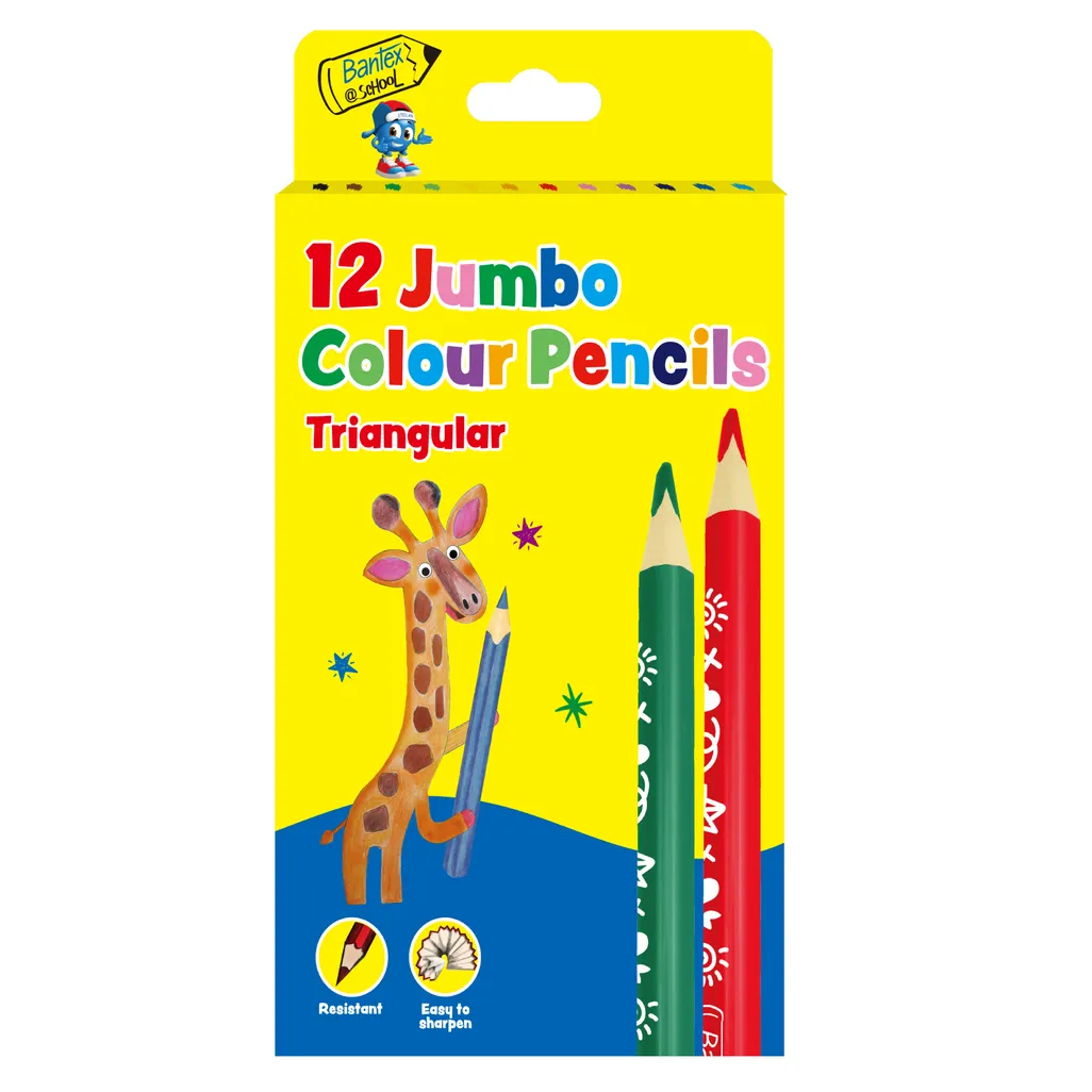 jumbo triangular pencils - 5.0mm - assorted - 12 pack