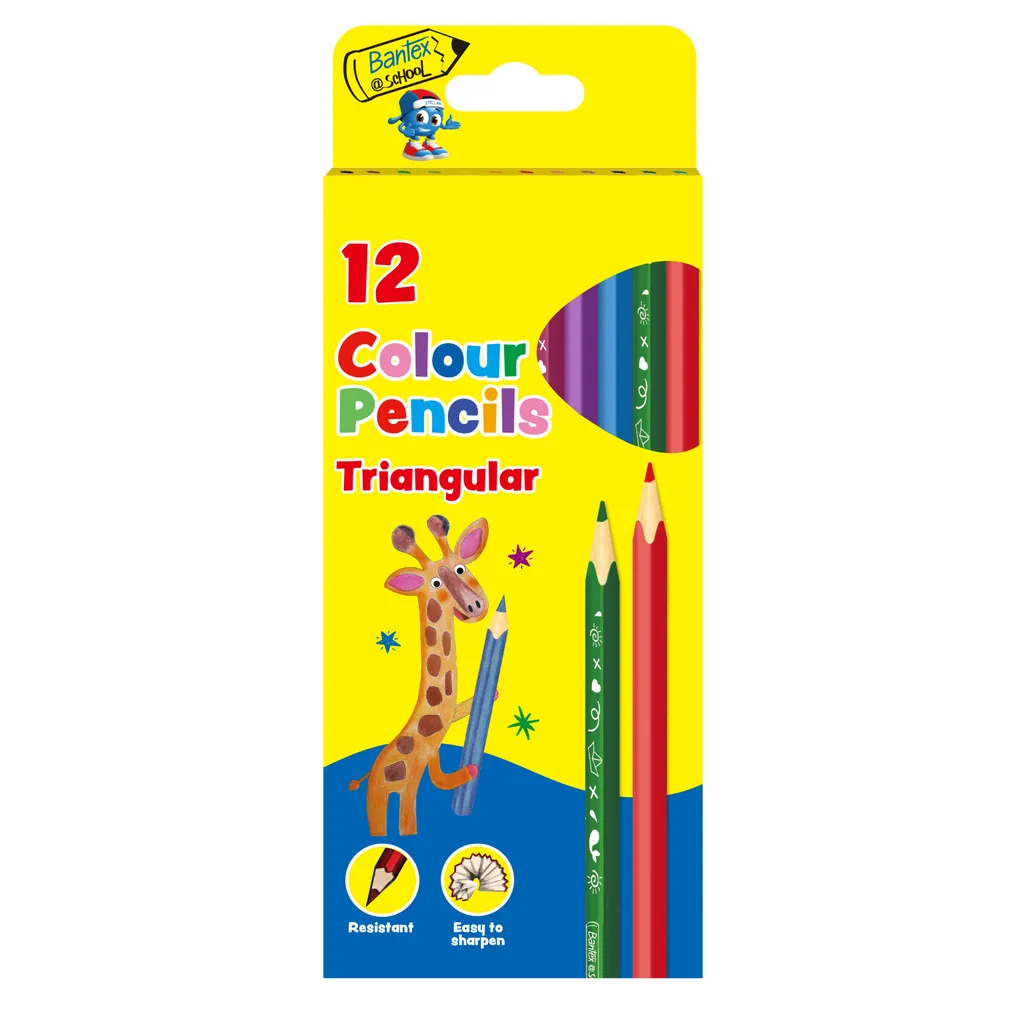 pencil crayons - triangular - assorted - 12 pack