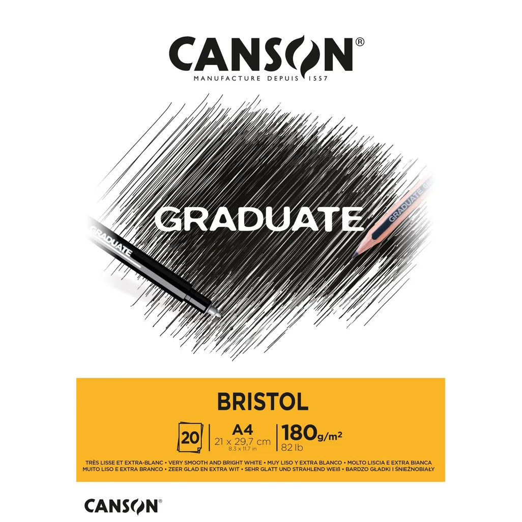 graduate bristol pad - 180g a4 20 sheets - white