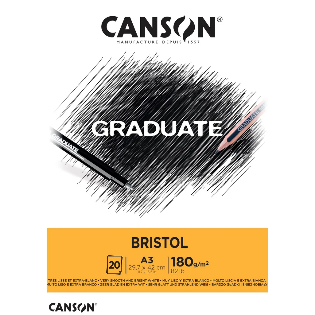 graduate bristol pad - 180g a3 20 sheets - white