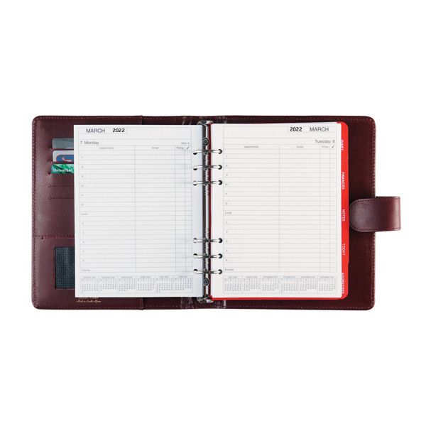 a5 personal organiser leather organiser burgundy Office National