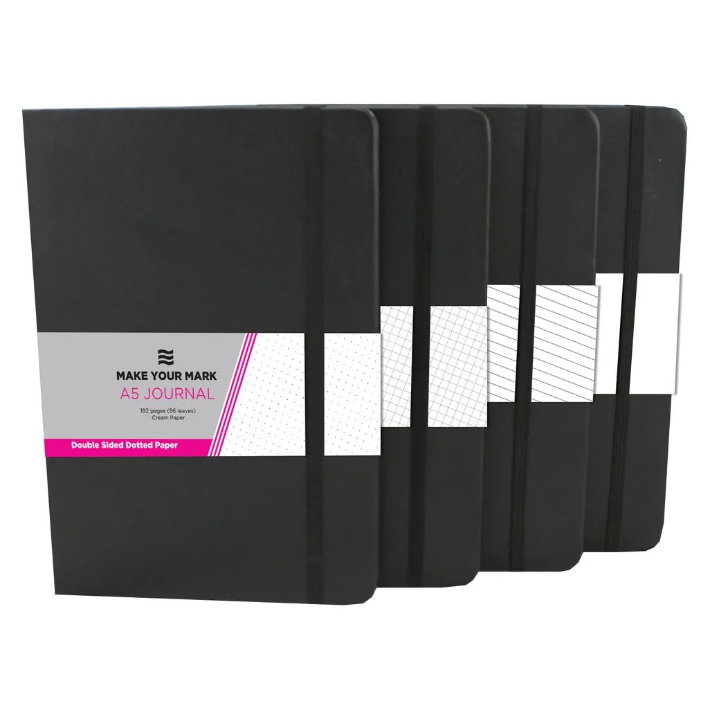 notebooks/journals - a5 192 page unruled - black