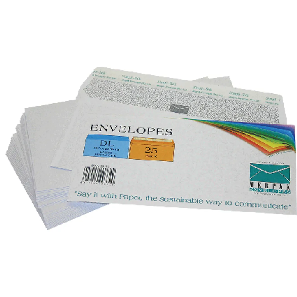 dl banker envelopes 110 x 220mm - peel-&-seal - opaque - white - 25 pack