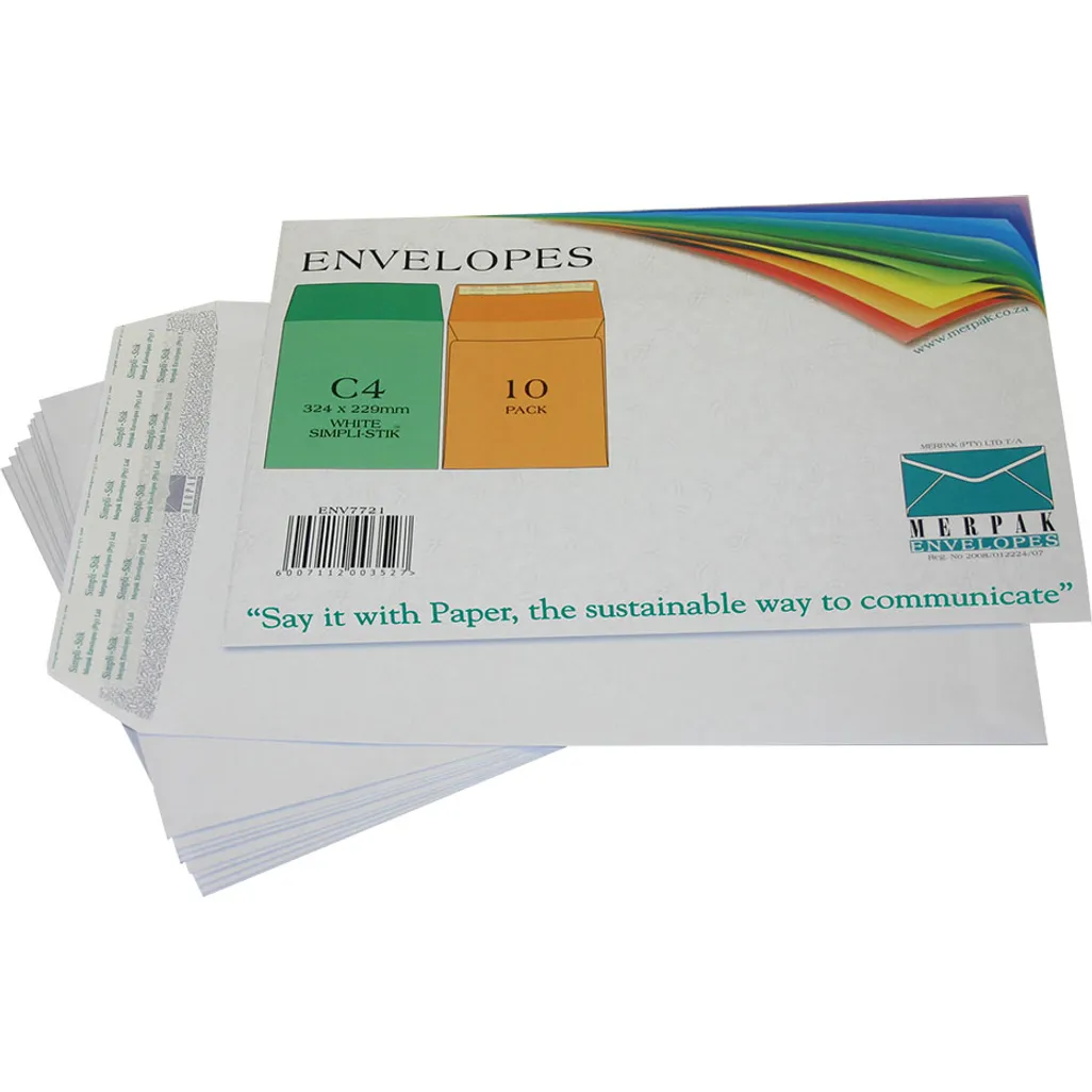 c4 envelopes 324 x 229mm - peel-&-seal - white - 10 pack