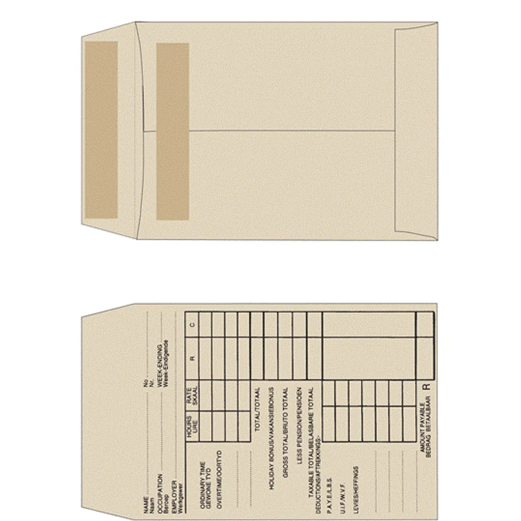 printed wage envelopes - 152 x 102mm printed manila - 500 pack