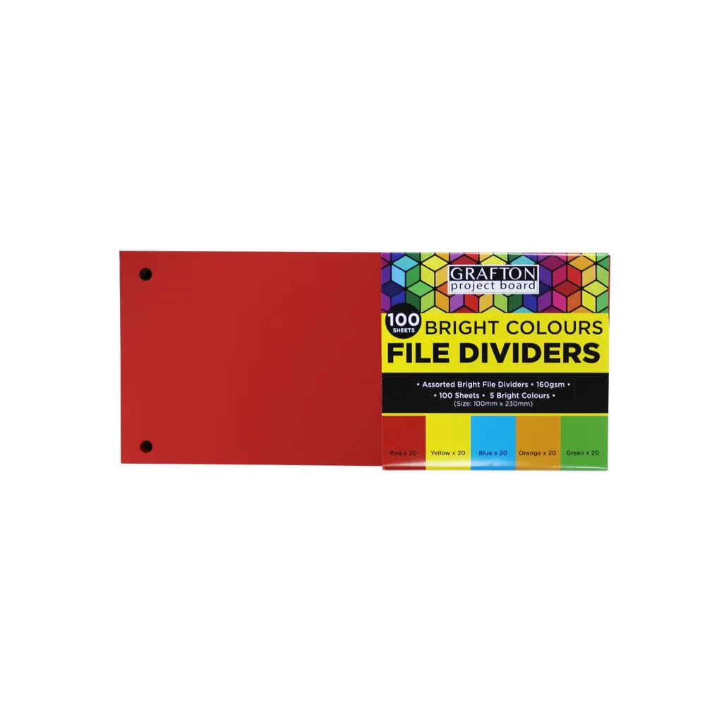 board dividers - 230mm x 100mm - bright assorted - 100 pack