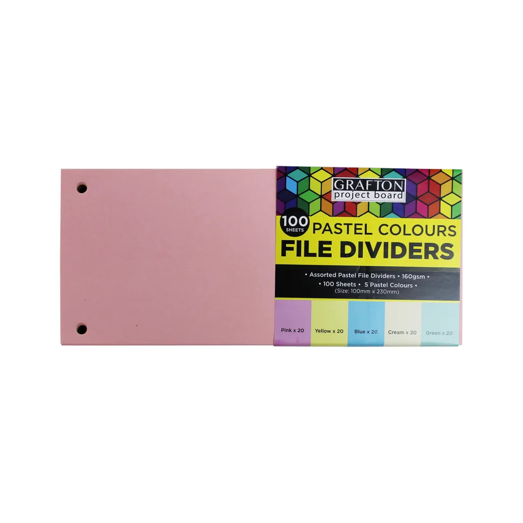 board dividers - 230mm x 100mm - pastel assorted - 100 pack