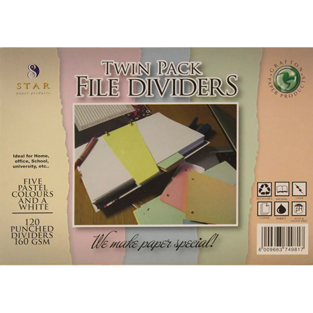 board dividers - 230mm x 25mm - pastel assorted - 120 pack