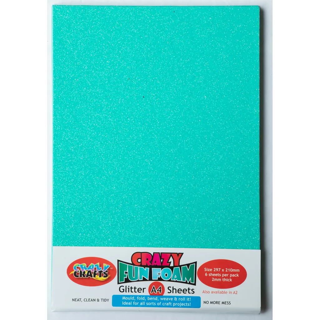 glitter foam sheets a4 light blue 6 pack Folio Office National