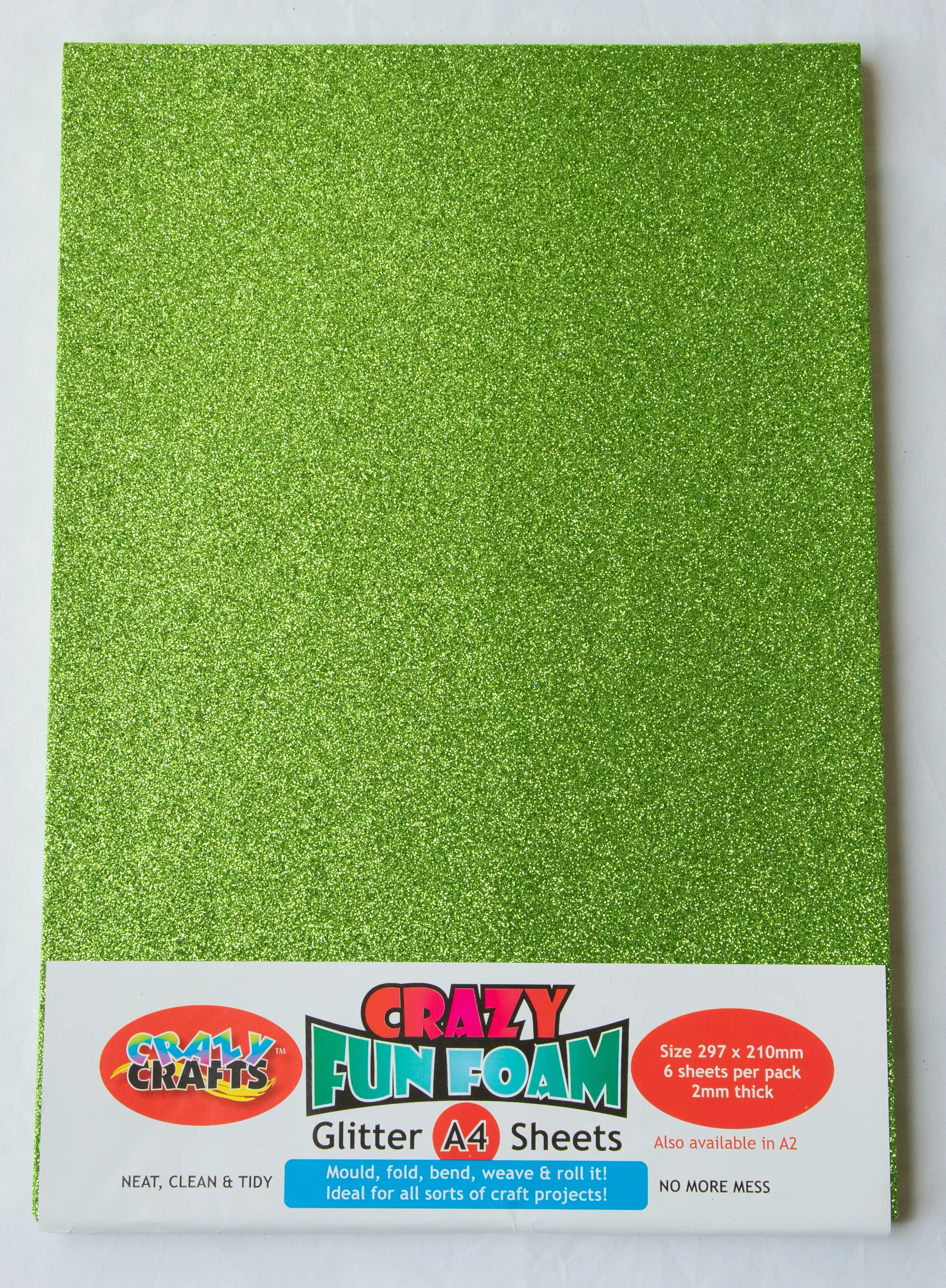 glitter foam sheets a4 light green 6 pack Office National
