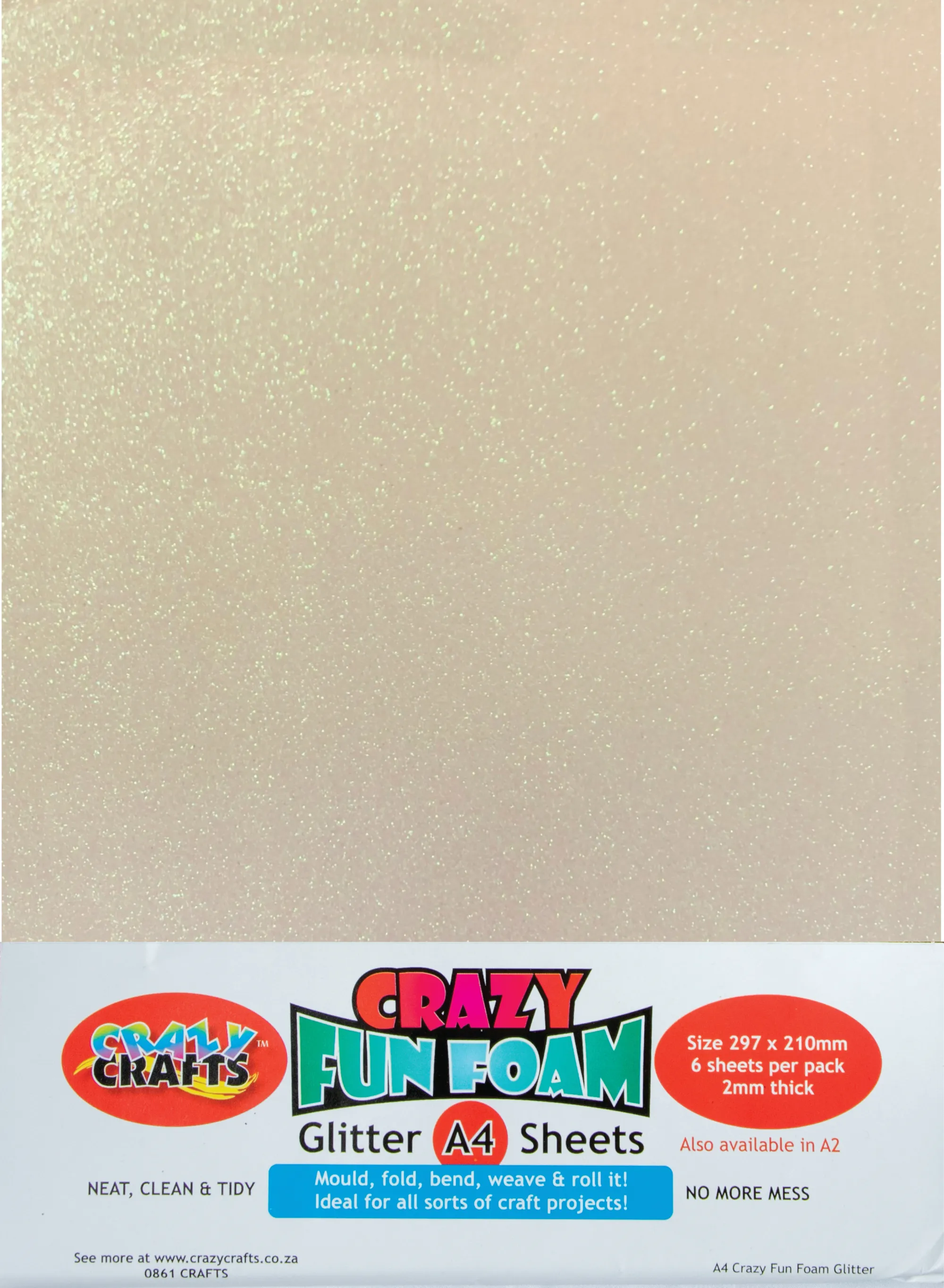 glitter foam sheets a4 white 6 pack Access Office National
